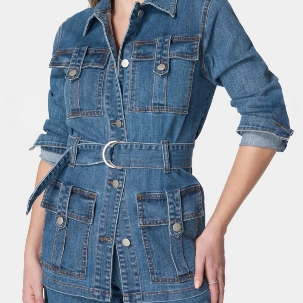 Bebe Blue Denim Utility Jacket